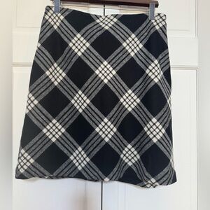 Talbots Black and White Plaid A-Line Skirt